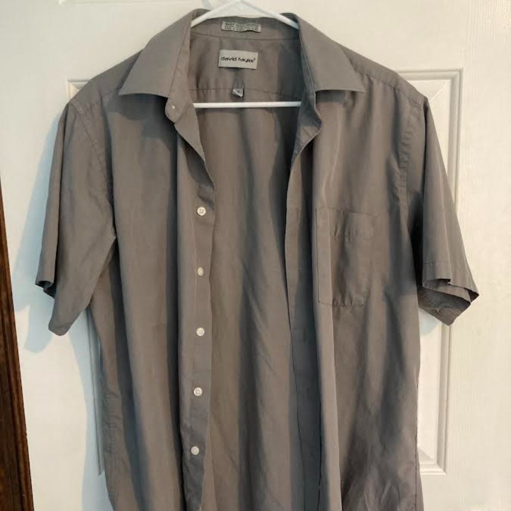 gray david taylor button up shirt short sleeves